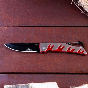 Перочинный нож Мастер К лезвие 7 см, рукоять Огонь, крепление-петля 204559