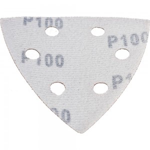 Треугольник абразивный на ворсовой подложке под липучку (5 шт; 93 мм; P100; 6 отв) MATRIX 73861