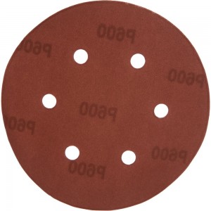 Круг абразивный на ворсовой подложке под липучку, перфорированный (5 шт; 150 мм; 6 отв.; P600) MATRIX 73852