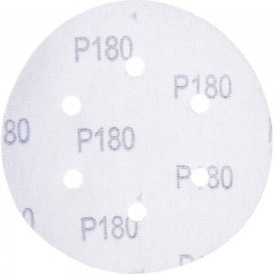 Круг абразивный на ворсовой подложке под липучку, перфорированный (5 шт; 150 мм; 6 отв.; P180) MATRIX 73843