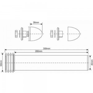 Соединительный патрубок McAlpin d45-308 мм пластик (для инсталляций) FP45R