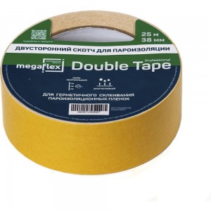 Двусторонняя клейкая лента для пароизоляции Megaflex double tape 38 мм, 25 м MEGDO.38.25