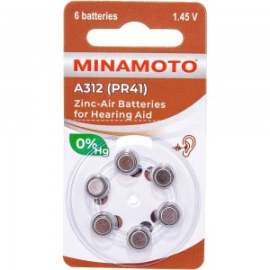 Слуховая батарейка Minamoto A312 PR41, 6 card 88312
