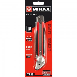 Нож с винтовым фиксатором MIRAX обрезиненный, 18 мм 09128