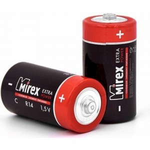 Батарея Mirex, солевая R14 / C 1,5V 2 шт shrink 23702-ER14-S2