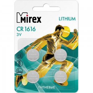 Батарея Mirex, литиевая CR1616 3V 4 шт ecopack 23702-CR1616-E4