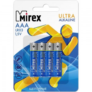 Батарея Mirex, щелочная LR03 / AAA 1,5V 4 шт ecopack 23702-LR03-E4