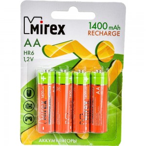 Аккумулятор Mirex, Ni-MH HR6 / AA 1400mAh 1,2V 4 шт ecopack 23702-HR6-14-E4