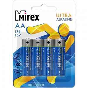 Батарея Mirex щелочная LR6 / AA 1,5V 4 шт ecopack, 23702-LR6-E4