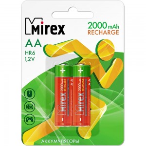 Аккумулятор Mirex, Ni-MH HR6 / AA 2000mAh 1,2V 2 шт ecopack 23702-HR6-20-E2