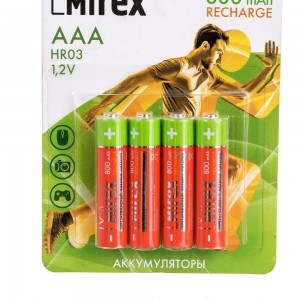 Аккумулятор Mirex, Ni-MH HR03 / AAA 800mAh 1,2V 4 шт ecopack 23702-HR03-08-E4