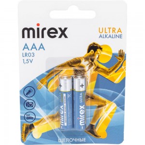 Батарея Mirex, щелочная LR03 / AAA 1,5V 2 шт ecopack 23702-LR03-E2
