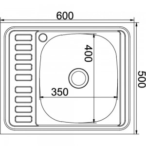 Мойка mixline 50х60х18 см, 0.8, правый выпуск 3 1/2, с сифоном 538195