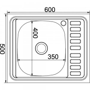 Мойка mixline 50х60х16 см, 0.6, левый выпуск 3 1/2, с сифоном 538192
