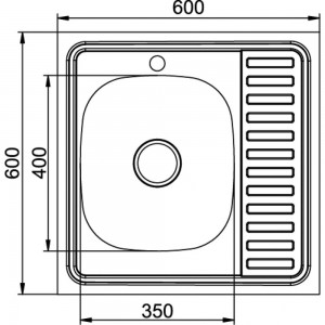 Мойка mixline 60х60х18 см, 0.8, левый выпуск 3 1/2, с сифоном 528018
