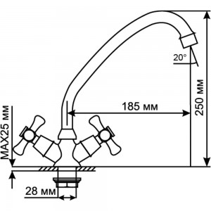 Смеситель для кухни mixline 1/2 керамика, без подводки ML10-03 522138