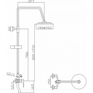 Душевая система MIXLINE смеситель 40К, излив + лейка + душевой шланг + тропический душ ML2418 546108
