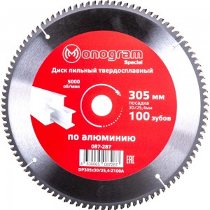 Диск пильный твердосплавный Special (305х30/25.4 мм; 100 зубов) MONOGRAM 087-287