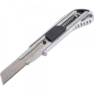 Нож со сменным лезвием Монтажник 18мм, алюминиевый корпус, кнопка Easy Slider 600507
