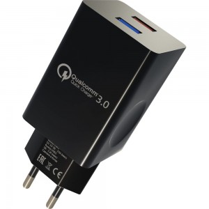 Сетевое зарядное устройство More Choice Smart 2USB 3.0А QC3.0 быстрая зарядка для Type-C NC55QCa Black