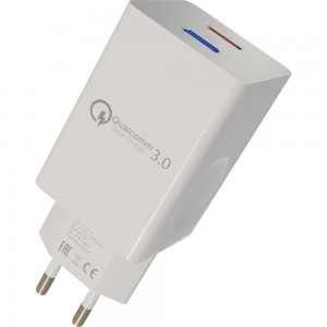 Сетевое зарядное устройство More Choice Smart 2USB 3.0A QC3.0 быстрая зарядка NC55QC White