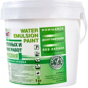 Водоэмульсионная краска для наружных и внутренних работ Movatex супербелая, моющаяся, 1 кг Т02320