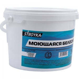 Водоэмульсионная краска Movatex Stroyka моющаяся, белоснежная, 3 кг Т31718