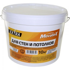 Водоэмульсионная краска Movatex EXTRA для стен и потолков, 10 кг Т11873