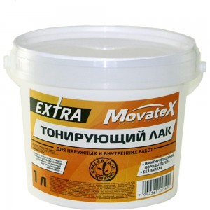 Тонирующий лак Movatex EXTRA бесцветный, для наружных и внутренних работ, 1 кг Н00052