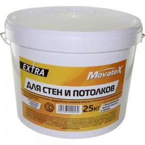 Водоэмульсионная краска Movatex EXTRA для стен и потолков, 25 кг Т33756