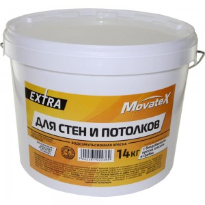 Водоэмульсионная краска Movatex EXTRA для стен и потолков, 14 кг Т11874