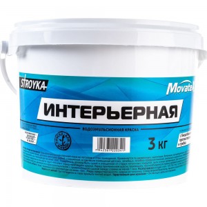 Водоэмульсионная краска Movatex Stroyka интерьерная, 3 кг Т31713
