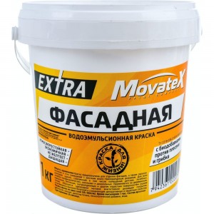 Водоэмульсионная краска Movatex EXTRA фасадная, 1 кг Т11931