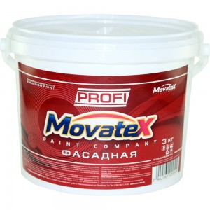 Водоэмульсионная краска Movatex PROFI фасадная, 3 кг Т04757