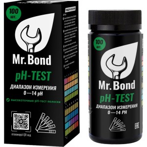 Набор из 100 полосок Mr.Bond PH-TEST с диапазоном измерения pH 0-14 MB20000001PH