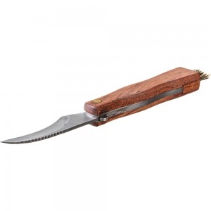 Нож грибника МУЛЬТИДОМ со щеточкой, деревянная ручка AN84-127