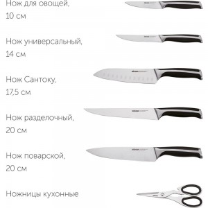 Набор из 5 кухонных ножей, ножниц и ножеточки NADOBA RUT 722716