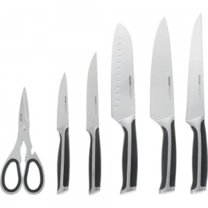 Набор из 5 кухонных ножей, ножниц и блока для ножей с ножеточкой NADOBA серия URSA 722616
