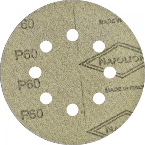 Круг шлифовальный на липучке PAPER GOLD (5 шт; 125 мм; 8 отверстий; P60) NAPOLEON npg5-125-8-060