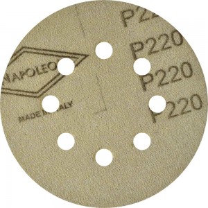 Круг шлифовальный на липучке PAPER GOLD (5 шт; 125 мм; 8 отверстий; P220) NAPOLEON npg5-125-8-220