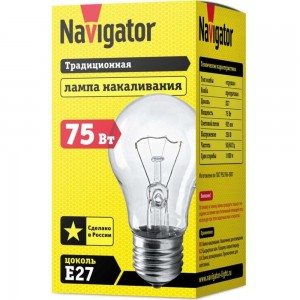 Лампа Navigator ЛОН 75вт А55, 230в. Е27 Navigator 13976