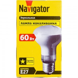 Зеркальная лампа накаливания Navigator ЗК, 60ВТ, R63, 230В. Е27, матовая, Navigator 16967
