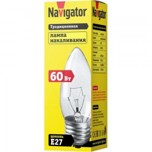 Лампа Navigator ДС 60вт B35, 230в. Е27 Navigator 17656