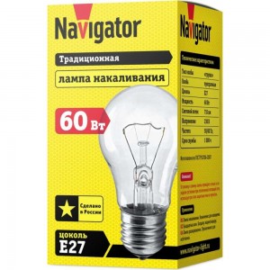 Лампа Navigator ЛОН 60вт А55, 230в. Е27 Navigator 13975