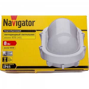 Влагозащищенный светильник Navigator 94 828 NBL-O1-8-4K-WH-IP65-LED аналог НПП 1401 белый овал 94828