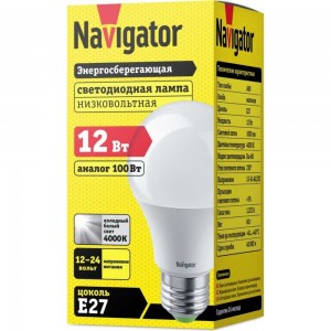 Светодиодная лампа Navigator 61 477 NLL-A60-12-12/24-4K-E27 20643 481057