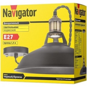 Светильник Navigator NIL-WF01-008-E27, 60Вт, 1.5м, металл, черный/бронза 61535