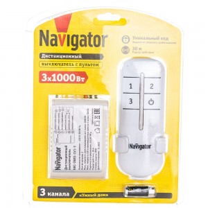 Выключатель Navigator NRC-SW01-1V1-3, с пультом, 3 канала, 3х1000Вт 61759