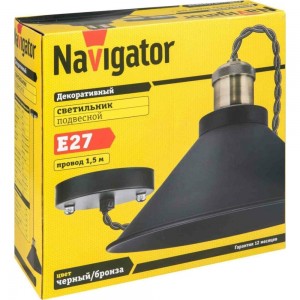 Светильник Navigator NIL-WF02-008-E27 60Вт, 1,5м, металл, черный/бронза 61536