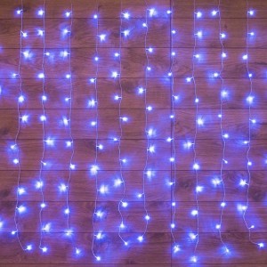 Гирлянда Neon-Night ДОЖДЬ занавес 1.5х1.5м, прозрачный ПВХ, 144 LED СИНИЕ IP20 235-033